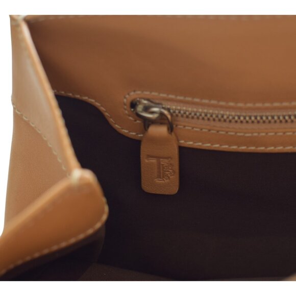 Tod's Caramel Leather Contrast stitching Top Handle Shoulder bag Handbag - Picture 15 of 16